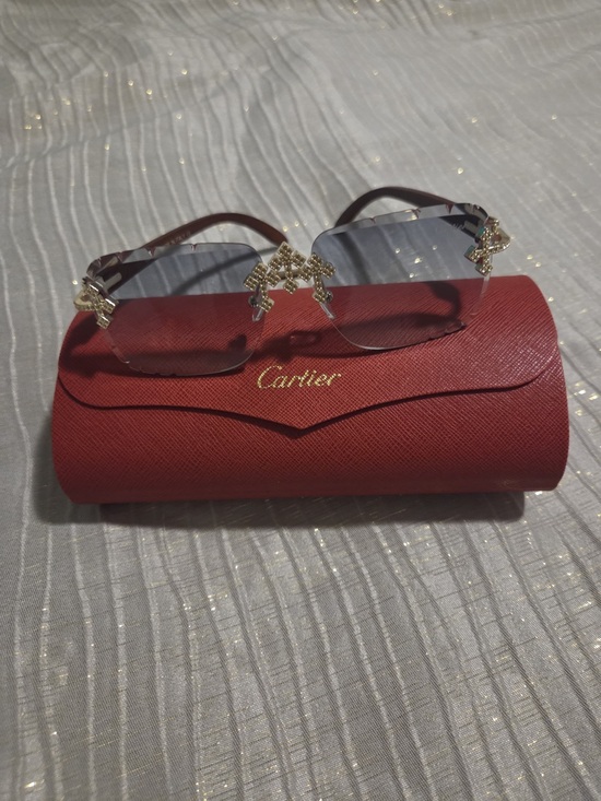 Cartier Other - Cartier  Rimless Sunglasses in Burgundy with Gold Accents